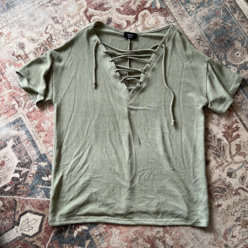 EUC Vici Lace Up Top